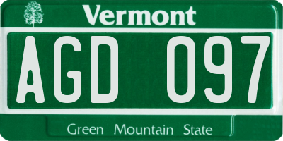 VT license plate AGD097