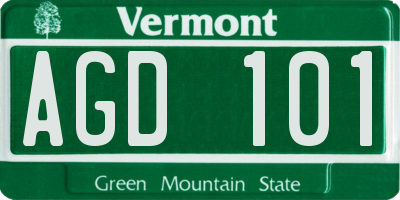 VT license plate AGD101