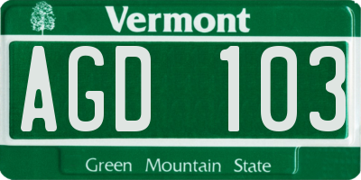 VT license plate AGD103