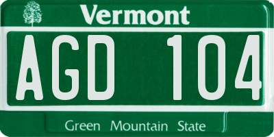VT license plate AGD104