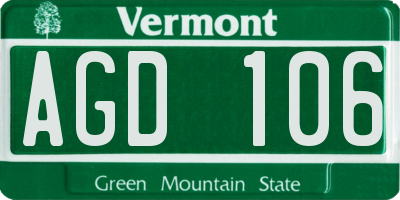 VT license plate AGD106