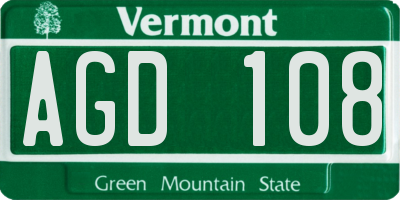 VT license plate AGD108