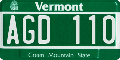 VT license plate AGD110