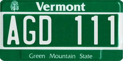 VT license plate AGD111