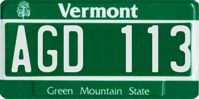 VT license plate AGD113