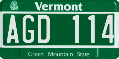 VT license plate AGD114