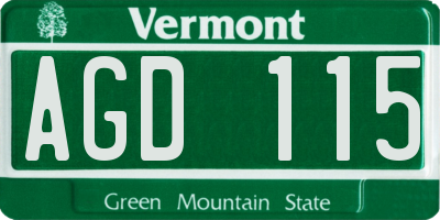 VT license plate AGD115