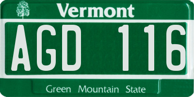 VT license plate AGD116