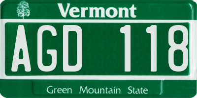 VT license plate AGD118