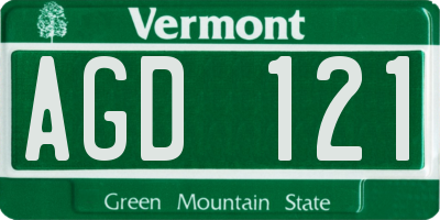VT license plate AGD121