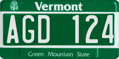 VT license plate AGD124