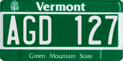 VT license plate AGD127
