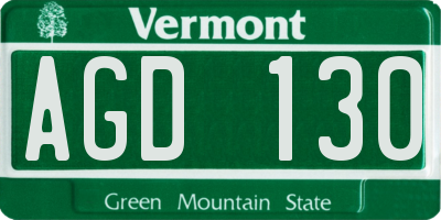 VT license plate AGD130
