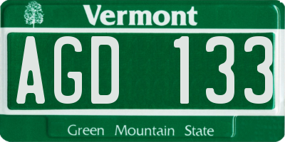 VT license plate AGD133