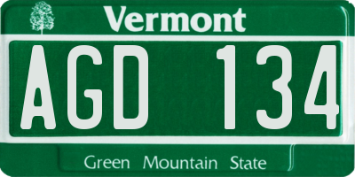 VT license plate AGD134