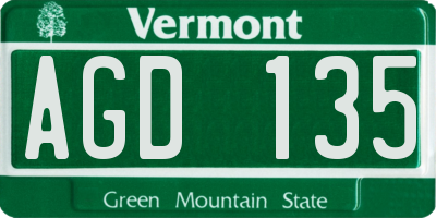 VT license plate AGD135