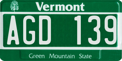 VT license plate AGD139
