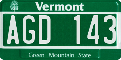 VT license plate AGD143