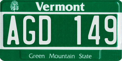 VT license plate AGD149