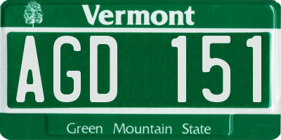 VT license plate AGD151