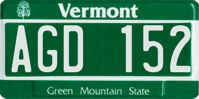 VT license plate AGD152