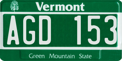 VT license plate AGD153