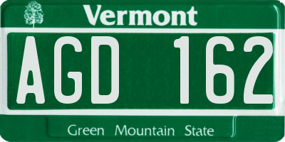 VT license plate AGD162