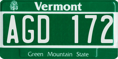VT license plate AGD172