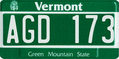 VT license plate AGD173