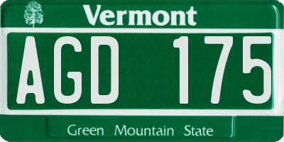 VT license plate AGD175