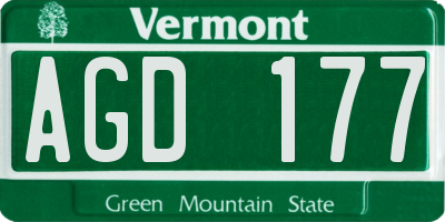 VT license plate AGD177