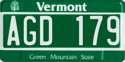 VT license plate AGD179