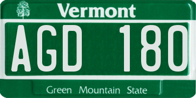 VT license plate AGD180
