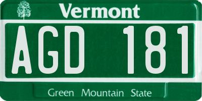 VT license plate AGD181