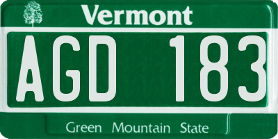 VT license plate AGD183
