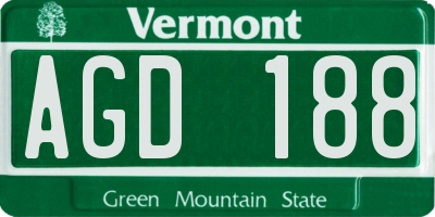 VT license plate AGD188