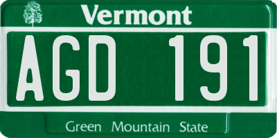 VT license plate AGD191