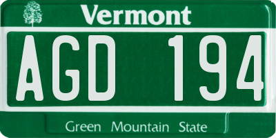 VT license plate AGD194