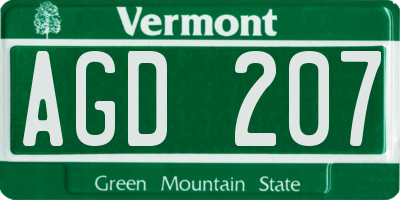VT license plate AGD207