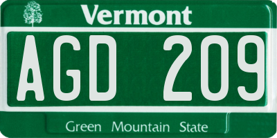 VT license plate AGD209