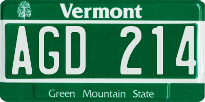 VT license plate AGD214