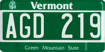 VT license plate AGD219