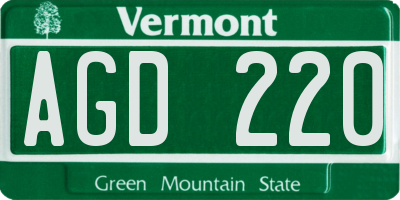 VT license plate AGD220