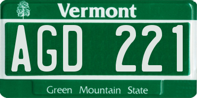 VT license plate AGD221