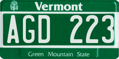 VT license plate AGD223
