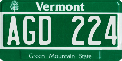VT license plate AGD224