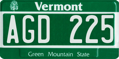 VT license plate AGD225