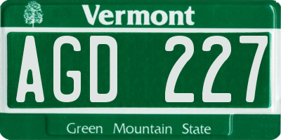 VT license plate AGD227
