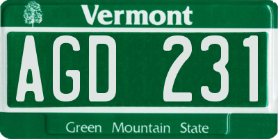 VT license plate AGD231