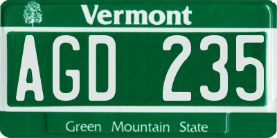 VT license plate AGD235